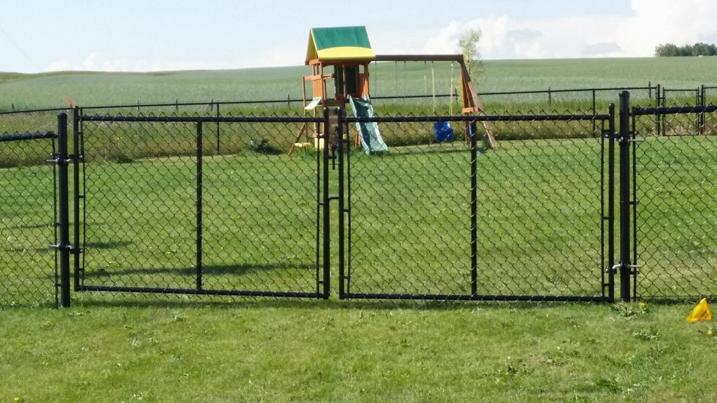 Chain Link Fence Black Double Swing Gate